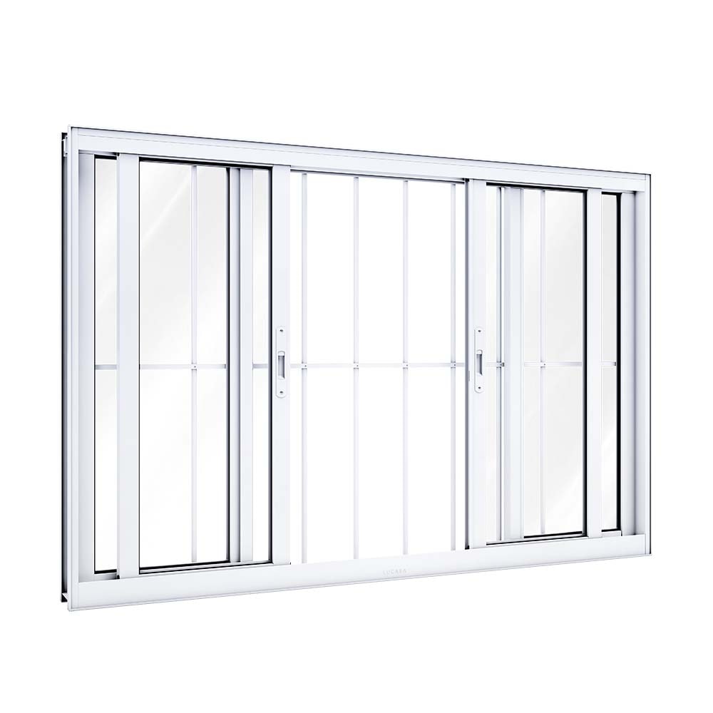 Janela de Correr em Alumínio 100x200x10,5cm Lucasa Com Grade Branca - 9022.0