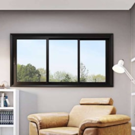 Janela de Correr em Alumínio 100x200x14cm Lucasa sem Grade Preta - P9036.0