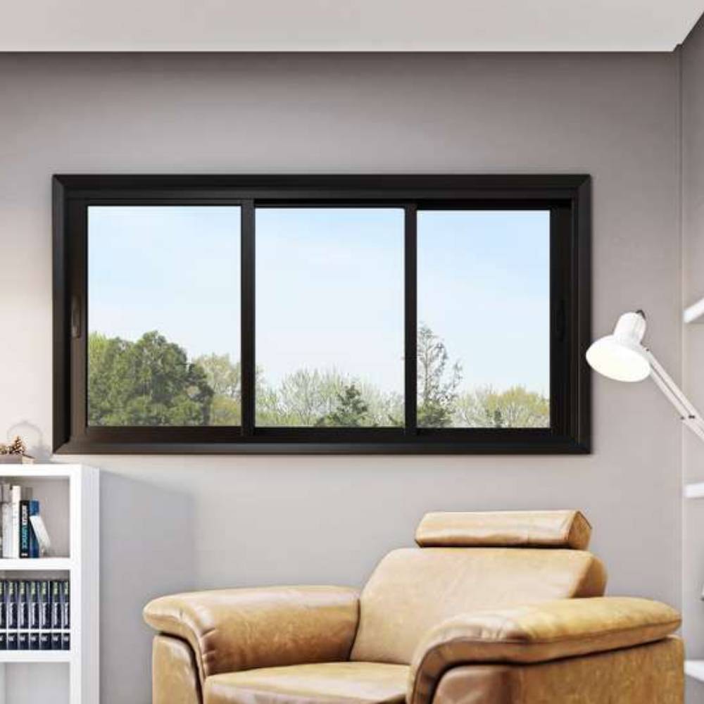 Janela de Correr em Alumínio 100x200x14cm Lucasa sem Grade Preta - P9036.0