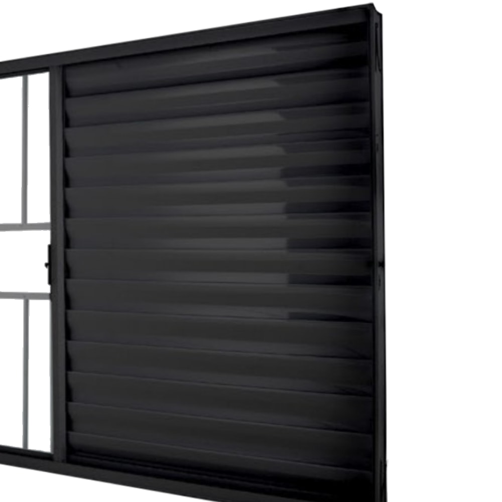 Janela de Correr em Alumínio 150x100x07cm Crv Classic Veneziana 3 Folhas Preta com Grade - P996021