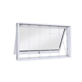 Janela Maxim Ar em Aço 60x100x7cm Lucasa Branco Com Grade Quadrada - 4129.0