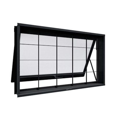 Janela Maxim Ar em Aço 60x80x7cm Lucasa Preto Com Grade Quadrada - 4125.0