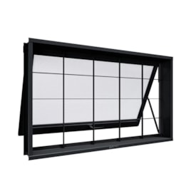 Janela Maxim Ar em Aço 60x80x7cm Lucasa Preto Com Grade Quadrada - 4125.0