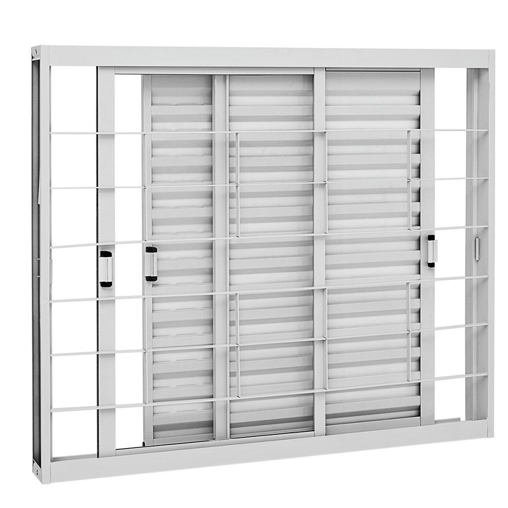 Janela Veneziana de Aço 100x120x11,3cm Sasazaki Kompacta Grade Quadriculada 3 Folhas Branca - 21.32.500-7