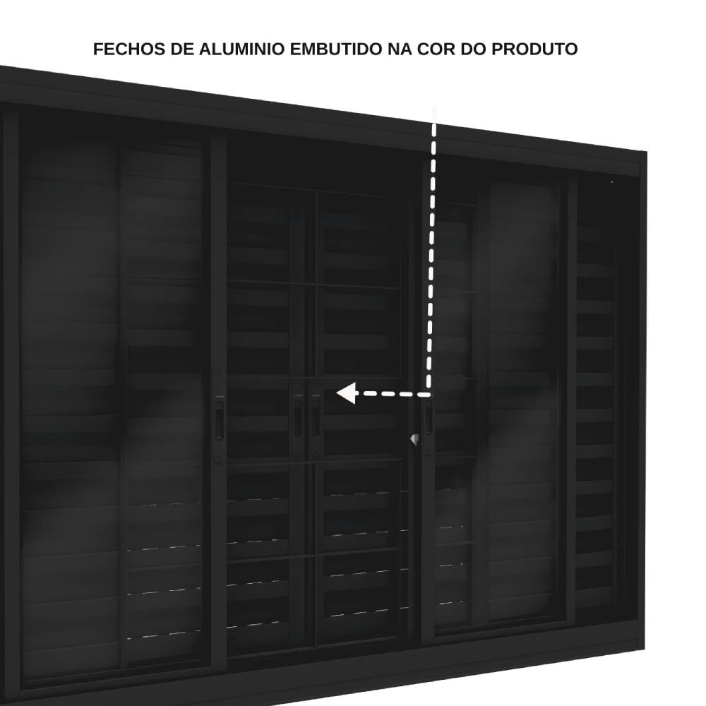 Janela Veneziana de Aço 100x150x12cm Lucasa Facilità 6 Folhas com Grade Quadrada e Fecho Embutido - P2790.0
