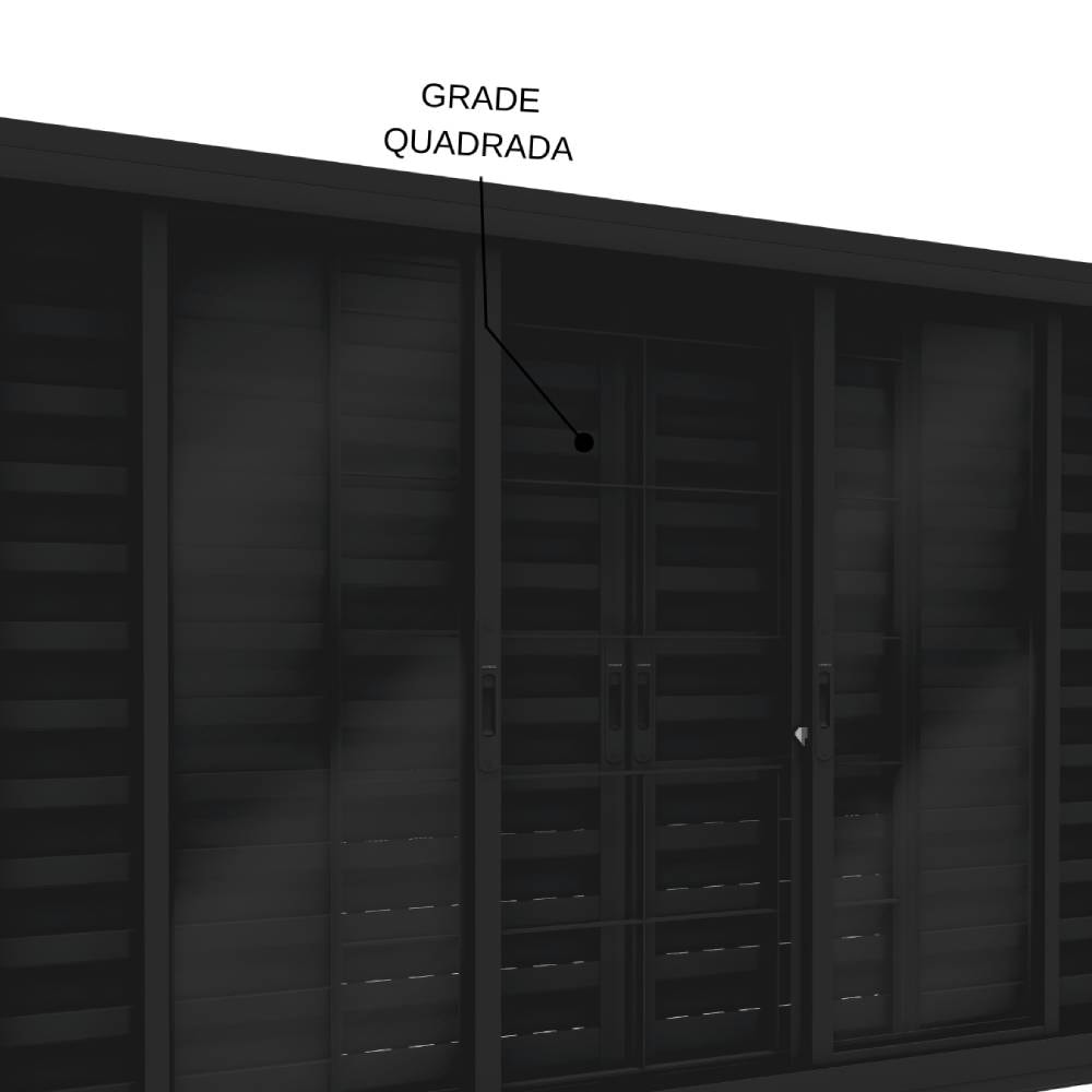 Janela Veneziana de Aço 100x150x12cm Lucasa Facilità 6 Folhas com Grade Quadrada e Fecho Embutido - P2790.0