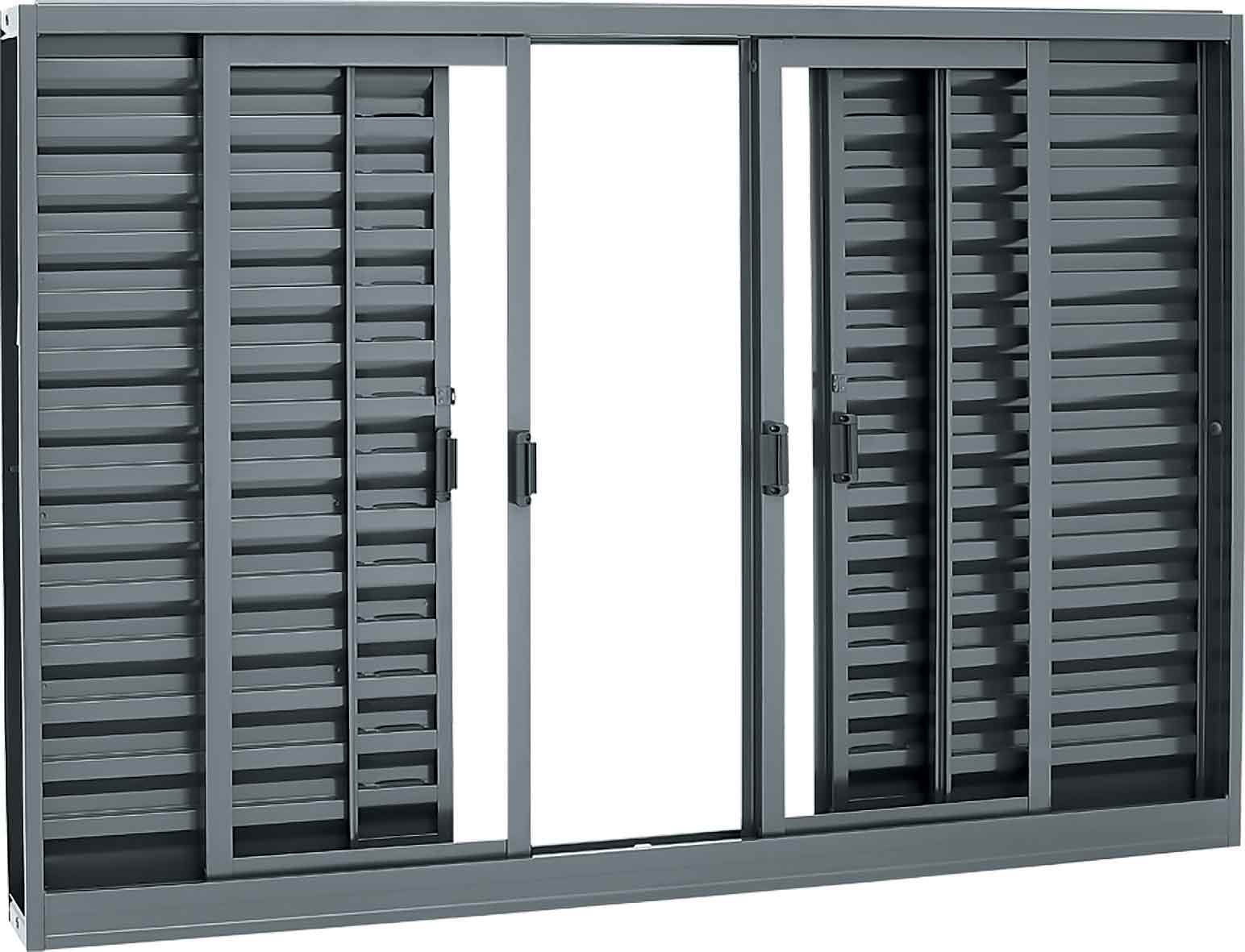 Janela Veneziana de Aço 100x150x12cm Sasazaki Belfort 6 Folhas Cinza - 62.51.301-2