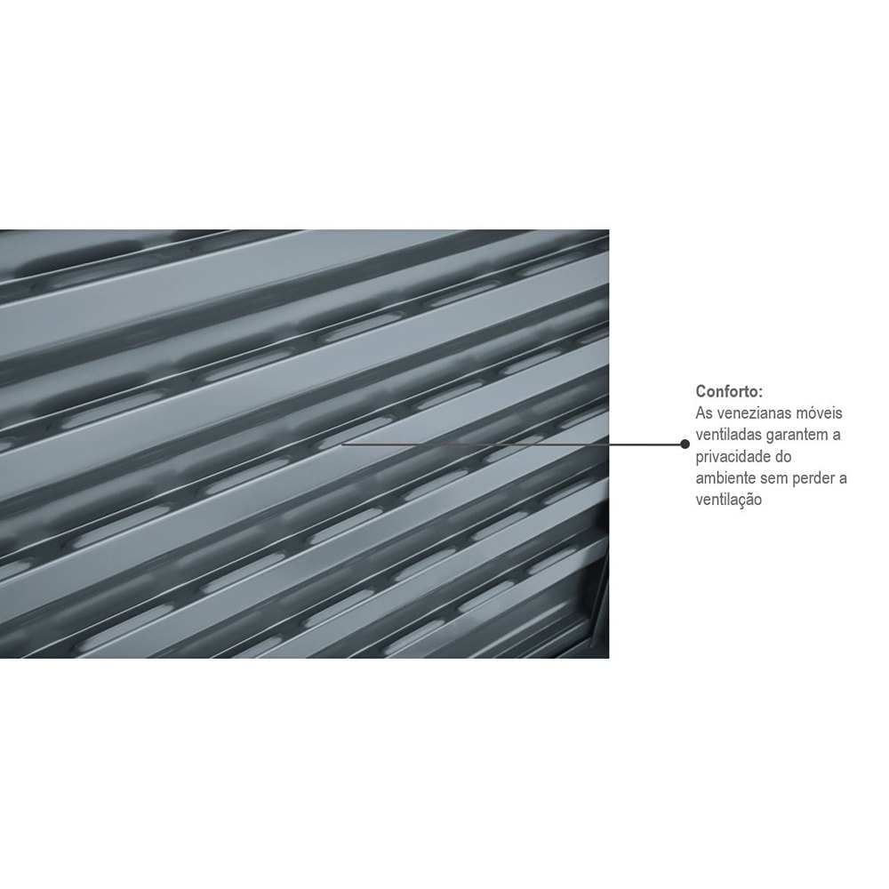 Janela Veneziana de Aço 100x150x12cm Sasazaki Belfort Grade Elo 6 Folhas Cinza - 62.51.311-0