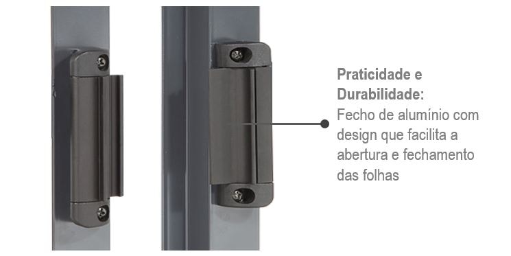 Janela Veneziana de Aço 100x150x12cm Sasazaki Belfort Grade Quadriculada 6 Folhas Cinza - 62.51.331-4