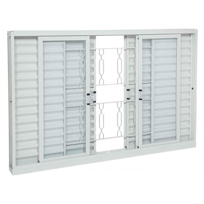 Janela Veneziana de Aço 100x150x12cm Sasazaki Prátika Grade Elo 6 Folhas Branca - 21.22.202-0