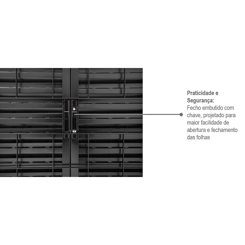 Janela Veneziana de Aço 100x150x12cm Sasazaki Prátika Grade Quadriculada 6 Folhas Preta - 21.23.402-8