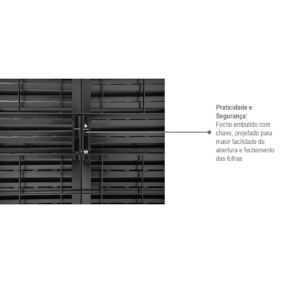 Janela Veneziana de Aço 100x150x12cm Sasazaki Prátika Grade Quadriculada 6 Folhas Preta - 21.23.402-8