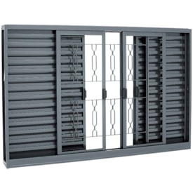 Janela Veneziana de Aço 100x200x12cm Sasazaki Belfort Grade Elo 6 Folhas Cinza - 62.51.312-8