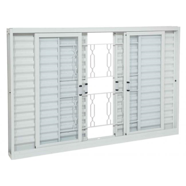 Janela Veneziana de Aço 100x200x12cm Sasazaki Prátika Grade Elo 6 Folhas Branca - 21.22.203-8