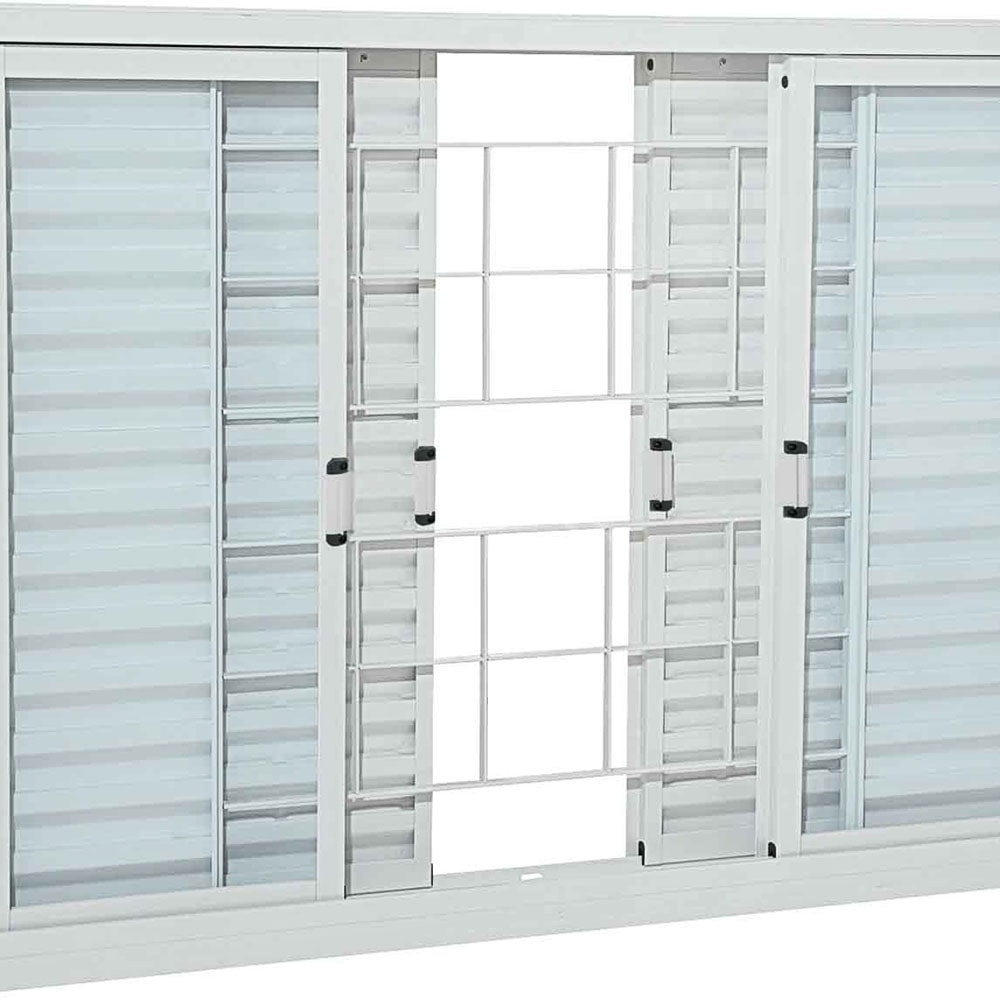 Janela Veneziana de Aço 100x200x12cm Sasazaki Prátika Grade Quadriculada 6 Folhas Branca - 21.22.403-0