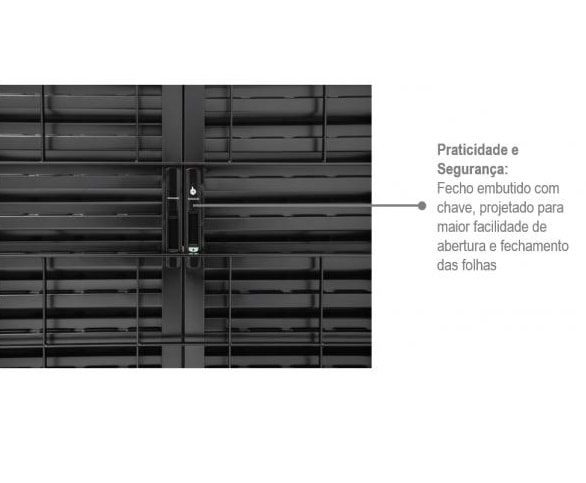 Janela Veneziana de Aço 100x200x12cm Sasazaki Prátika Grade Quadriculada 6 Folhas Preta - 21.23.403-6