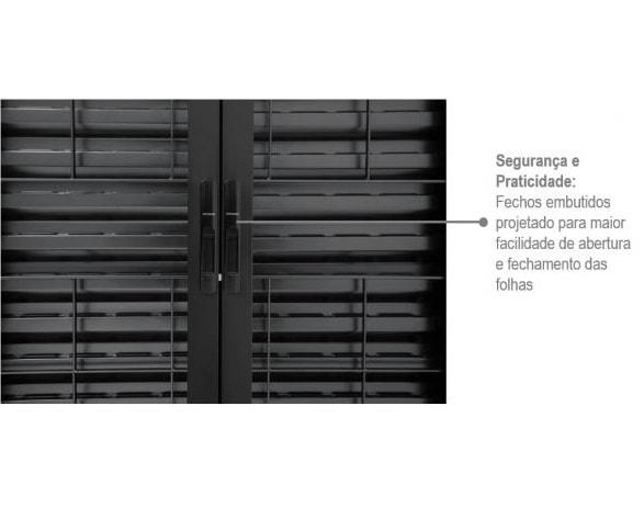 Janela Veneziana de Aço 100x200x12cm Sasazaki Prátika Grade Quadriculada 6 Folhas Preta - 21.23.403-6