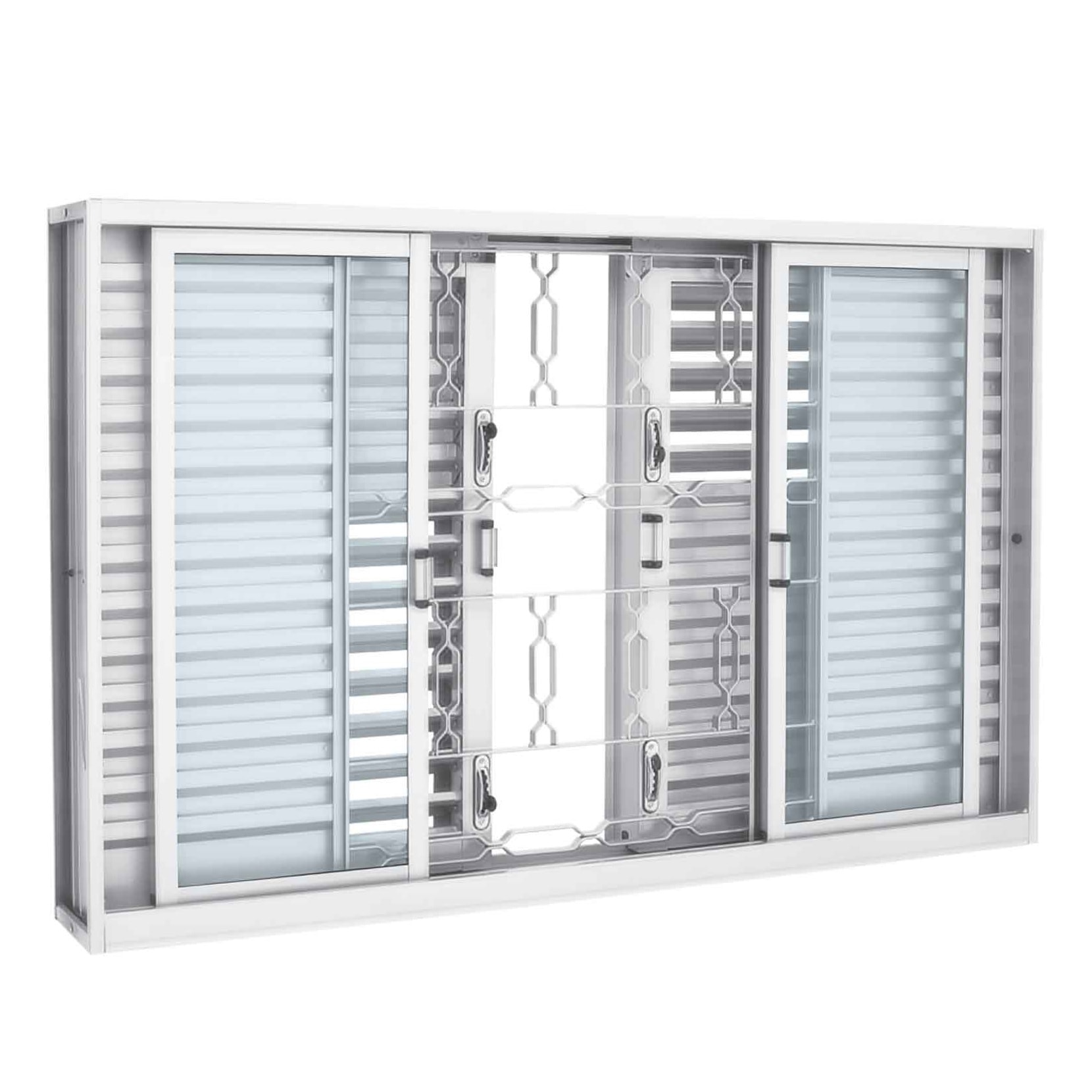 Janela Veneziana de Aço 100x200x16cm Sasazaki Prátika Multiflex Grade Elo 6 Folhas Branca - 21.12.102-9