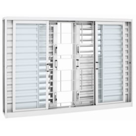 Janela Veneziana de Aço 100x200x16cm Sasazaki Prátika Multiflex Grade Elo 6 Folhas Branca - 21.12.202-5