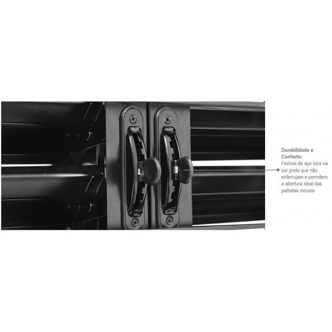 Janela Veneziana de Aço 100x200x16cm Sasazaki Prátika Multiflex Vidro 6 Folhas Preta 21.13.101-6