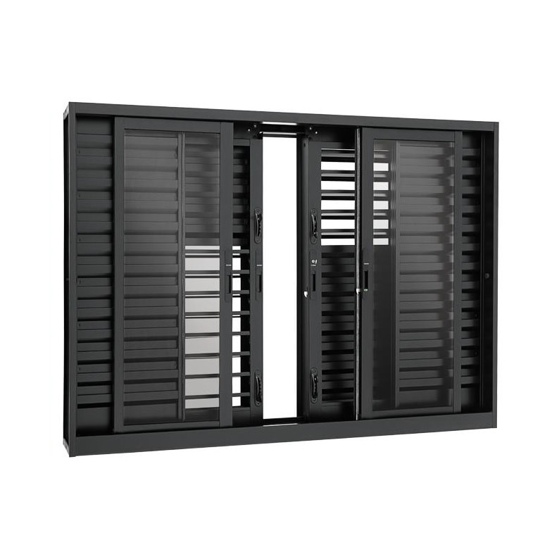 Janela Veneziana de Aço 100x200x16cm Sasazaki Prátika Multiflex Vidro 6 Folhas Preta 21.13.101-6