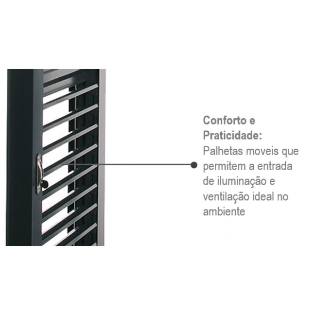 Janela Veneziana de Aço 100x200x16cm Sasazaki Silenfort Multiflex Grade Elo 6 Folhas 61.21.122-5