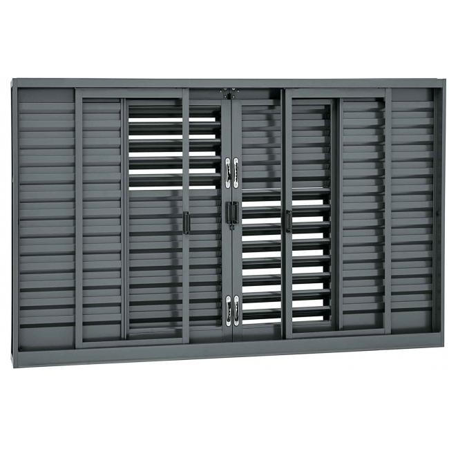 Janela Veneziana de Aço 100x200x16cm sasazaki Silenfort Multiflex Grade Quadriculada 6 Folhas Cinza - 61.21.102-0