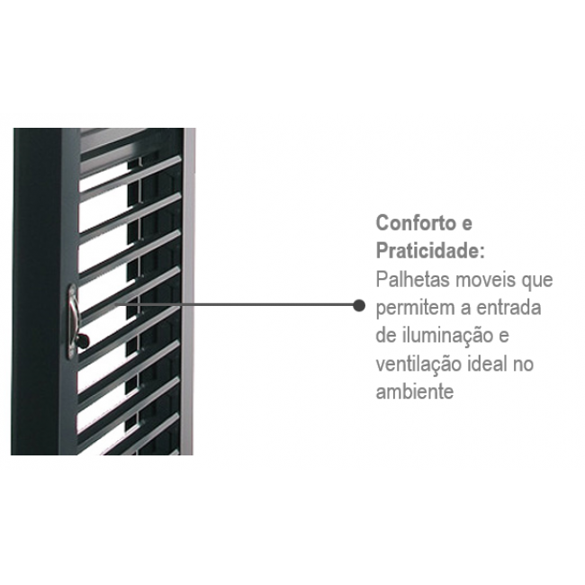 Janela Veneziana de Aço 100x200x16cm Sasazaki Silenfort Multiflex Grade Quadriculada 6 Folhas Cinza - 61.21.142-0