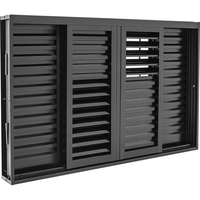 Janela Veneziana de Aço 100x200x16cm Sasazaki Silenfort Multiflex Grade Quadriculada 6 Folhas Preta - 21.13.202-0