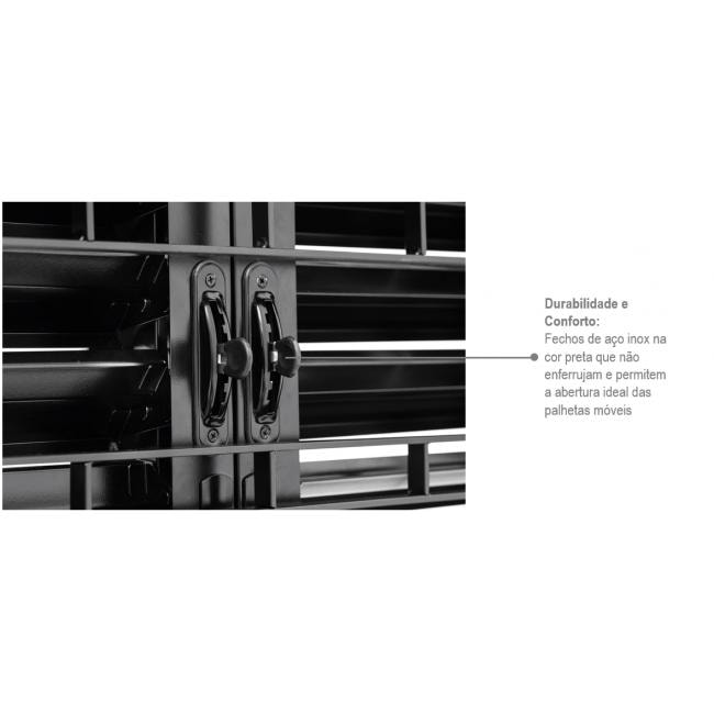 Janela Veneziana de Aço 100x200x16cm Sasazaki Silenfort Multiflex Grade Quadriculada 6 Folhas Preta - 21.13.202-0