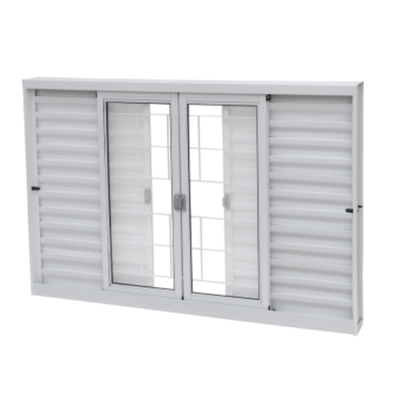 Janela Veneziana de Aço 150x100x12cm CRV Ideal Grade Quadriculada 6 Folhas Branca - 992398