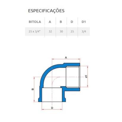 Joelho PVC 90º Soldável com Rosca Tigre 25mm 3/4