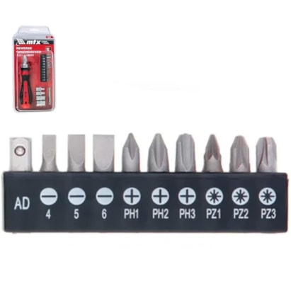 Jogo de Bits e Soquetes 16 Peças MTX Crv 1/4 com Cabo Anatomico - 113329