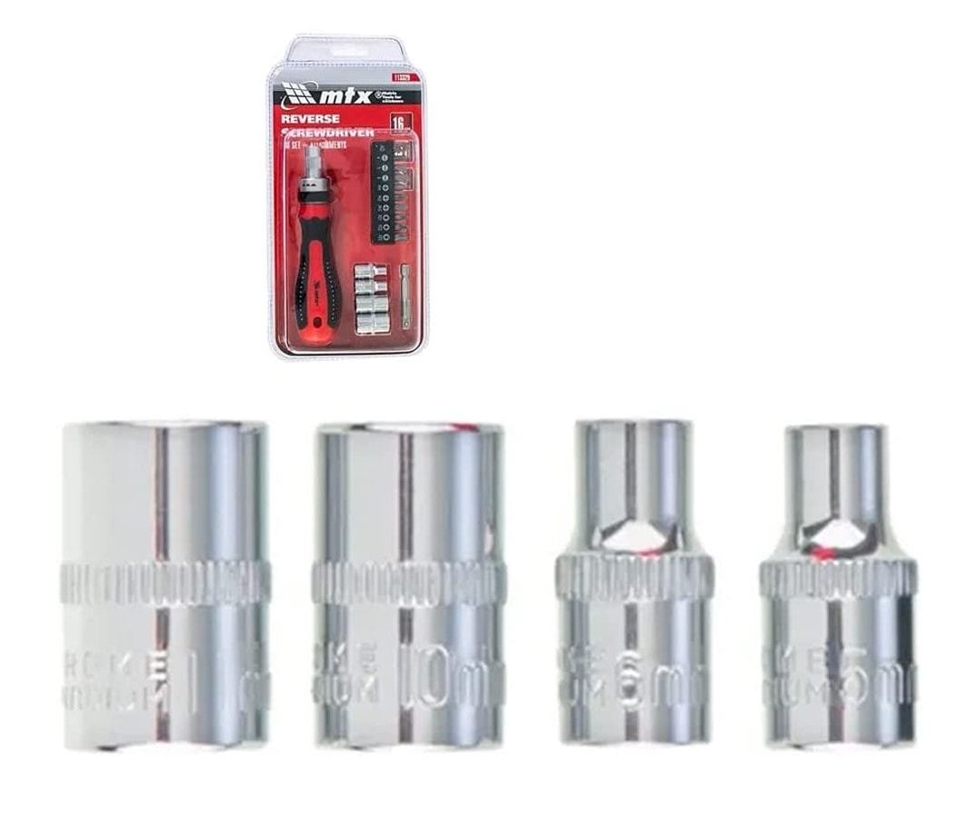 Jogo de Bits e Soquetes 16 Peças MTX Crv 1/4 com Cabo Anatomico - 113329