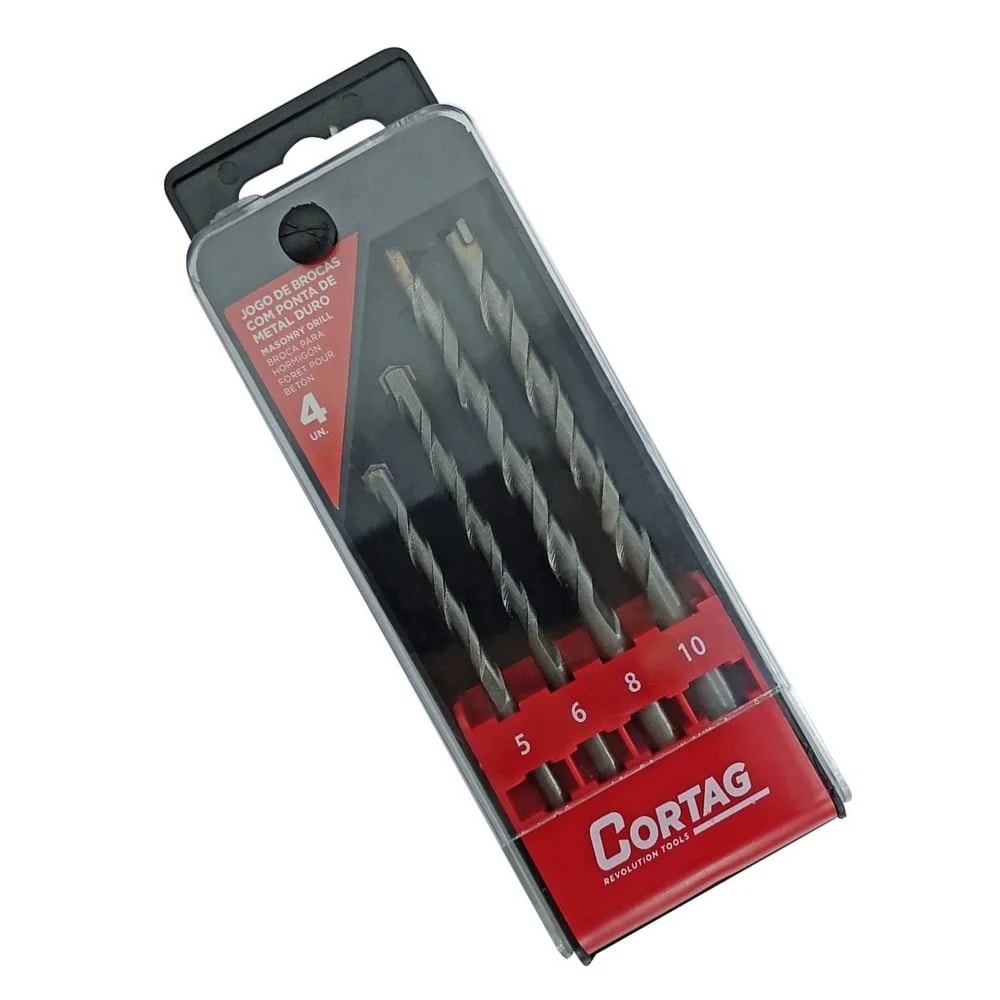 Jogo de Brocas Cortag com Ponta de Metal Duro 5, 6, 8 e 10mm - 62307