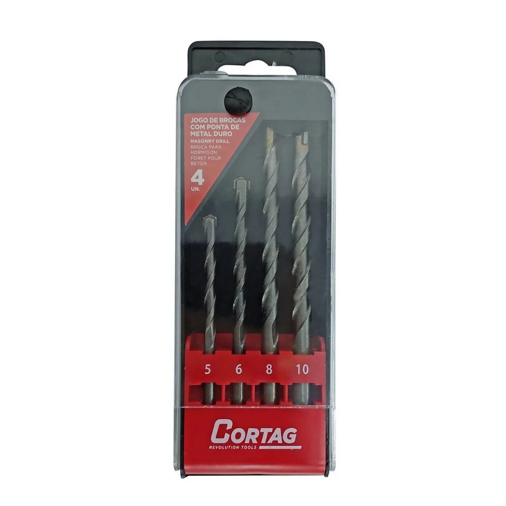 Jogo de Brocas Cortag com Ponta de Metal Duro 5, 6, 8 e 10mm - 62307
