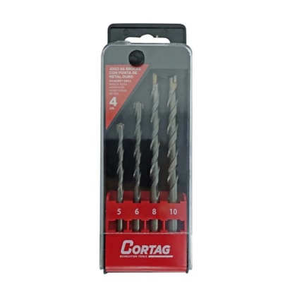 Jogo de Brocas Cortag com Ponta de Metal Duro 5, 6, 8 e 10mm - 62307