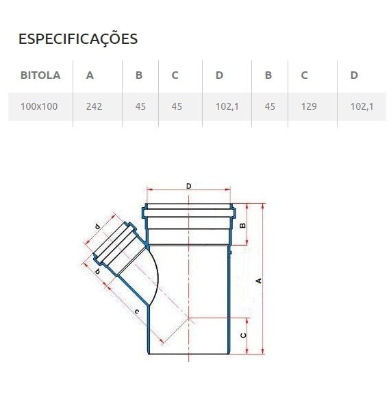 Junção PVC de Redução Simples para Esgoto Tigre 100x100mm 4