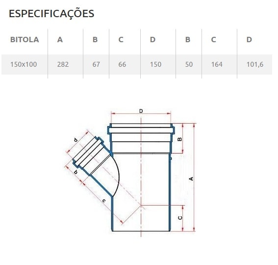 Junção PVC de Redução Simples para Esgoto Tigre 150x100mm 6