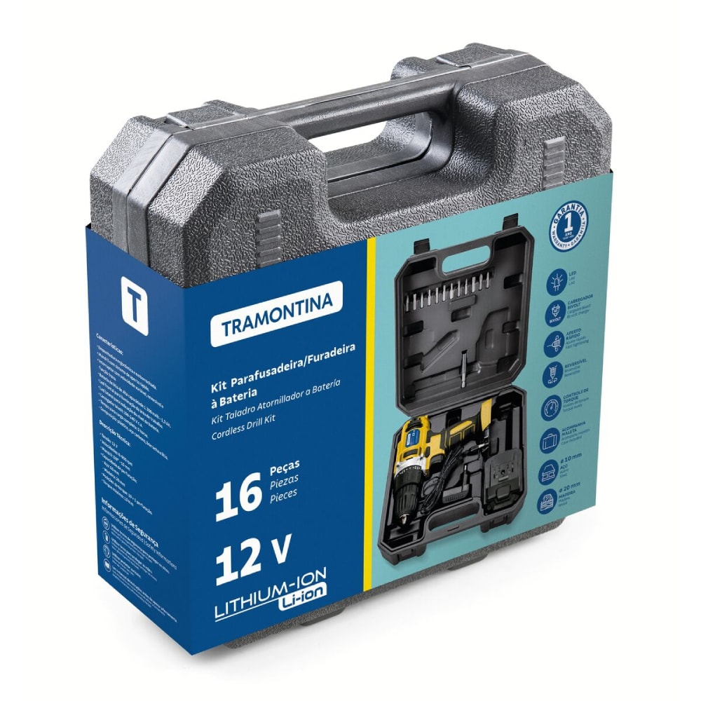 Kit Acessório Furadeira Parafusadeira Tramontina 16 peças 12v - 42383216
