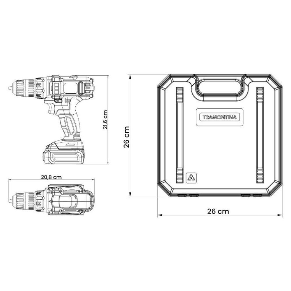 Kit Acessório Furadeira Parafusadeira Tramontina 16 peças 12v - 42383216