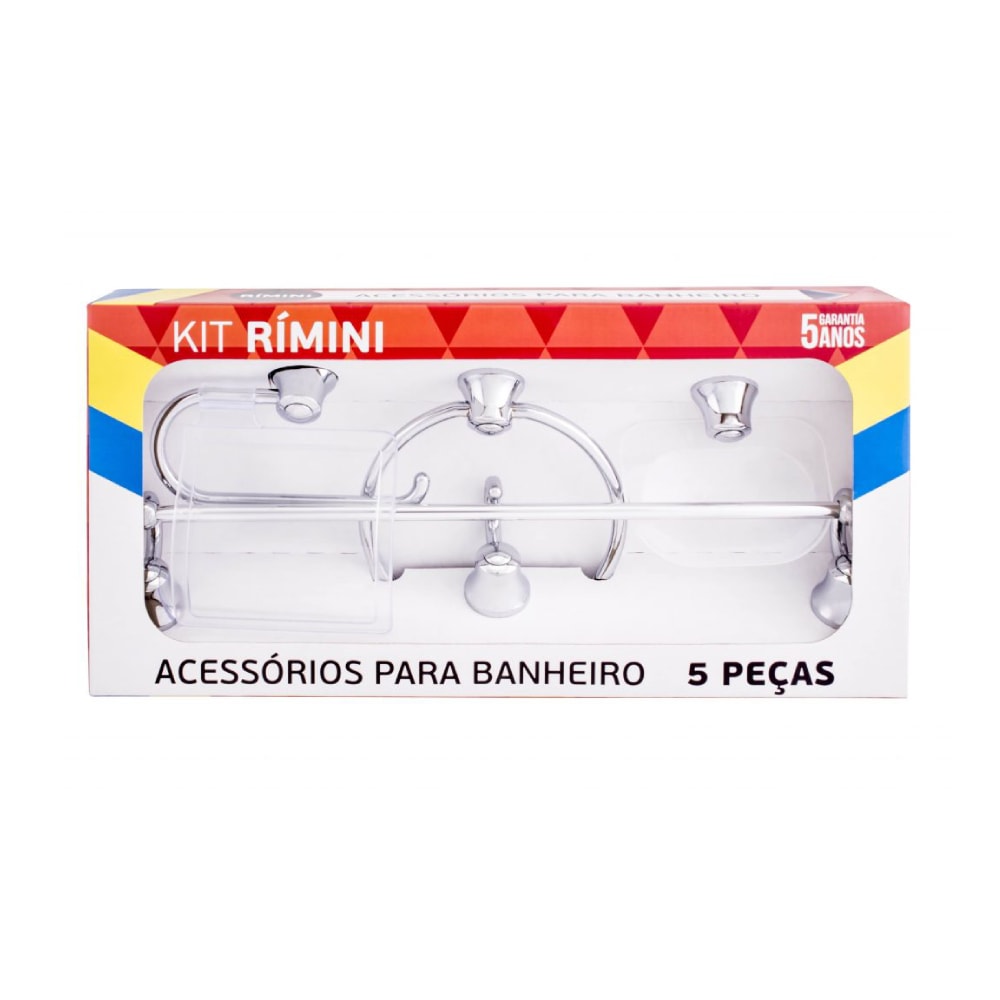 Kit Acessórios para Banheiro Aquaplas Rimini 5 Peças Cromado - 004.170111