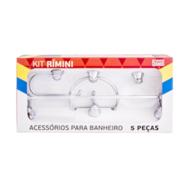 Kit Acessórios para Banheiro Aquaplas Rimini 5 Peças Cromado - 004.170111