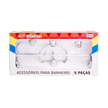 Kit Acessórios para Banheiro Aquaplas Rimini 5 Peças Cromado - 004.170111