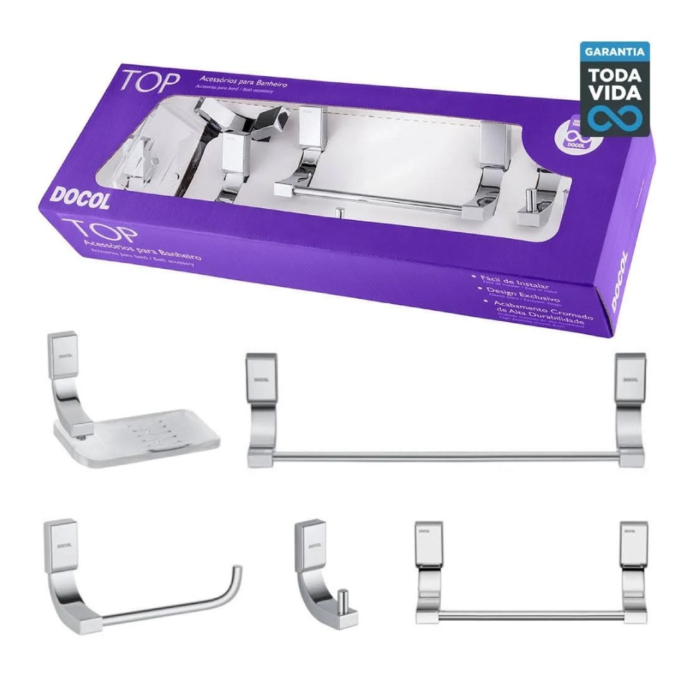 Kit Acessórios para Banheiro Docol Top 5 Peças Cromado - 00552906