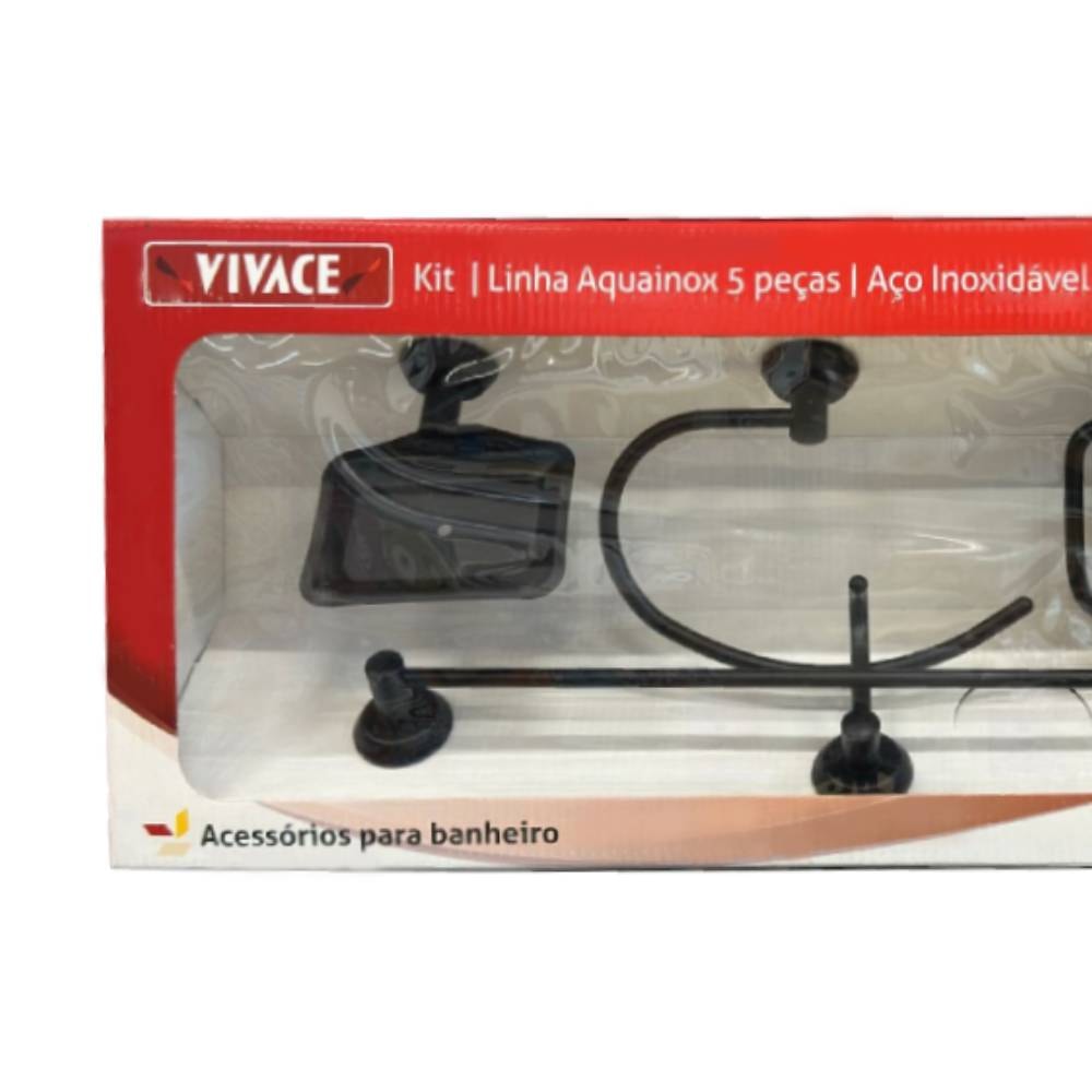 Kit Acessórios para Banheiro Vivace Villa Reale 5 Peças Black Matte - 015.120.130