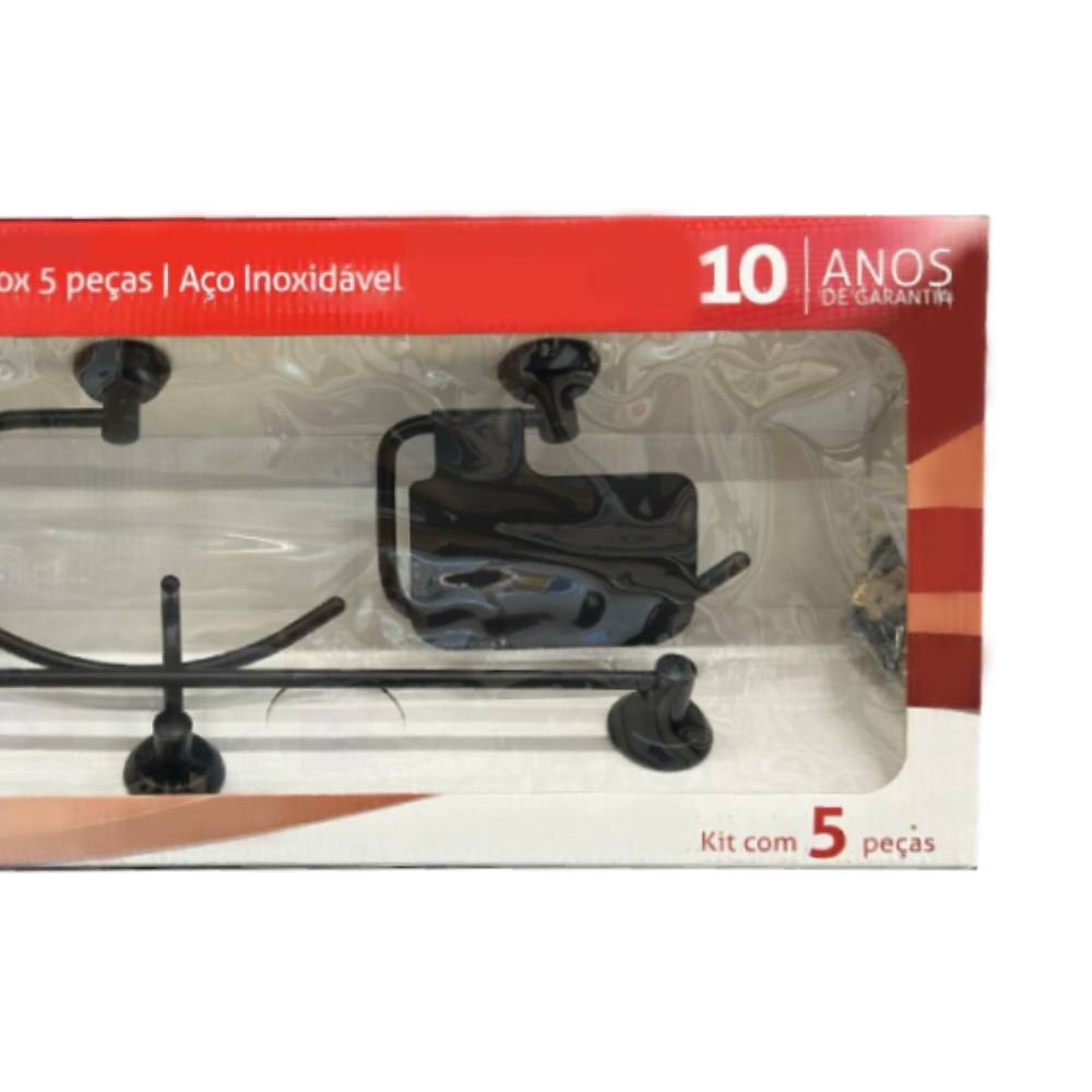 Kit Acessórios para Banheiro Vivace Villa Reale 5 Peças Black Matte - 015.120.130