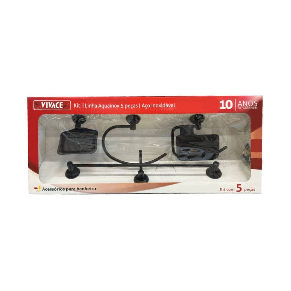 Kit Acessórios para Banheiro Vivace Villa Reale 5 Peças Black Matte - 015.120.130
