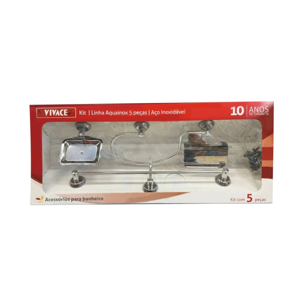 Kit Acessórios para Banheiro Vivace Villa Reale 5 Peças Cromado - 015.120111