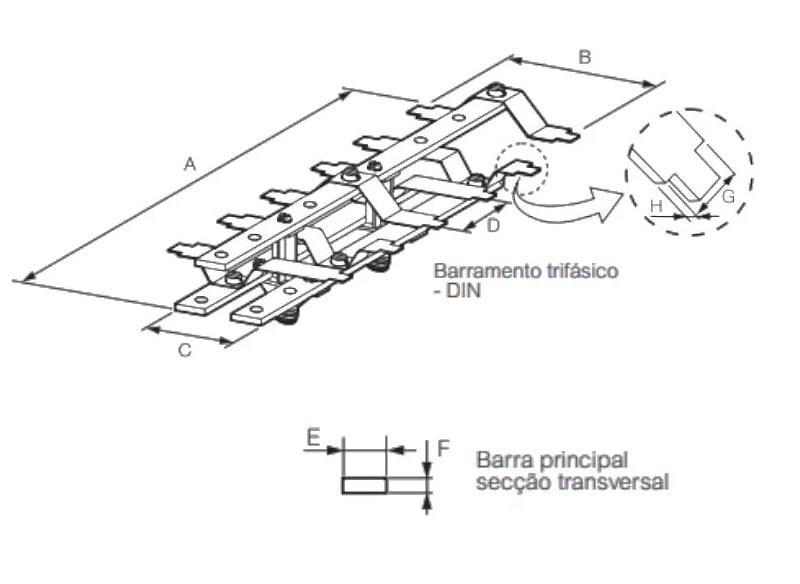 Kit Barramento Trifásico Cemar 100a Tnii 16din - 904381